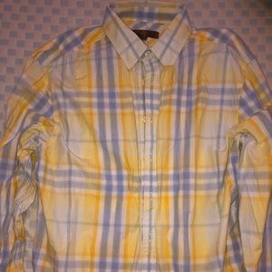 Blue XLT yellow and blue plaid button up